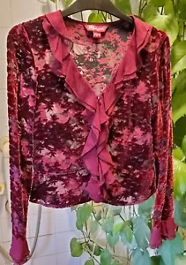 Monsoon women's Burgundy devore silk mix jacket UK 8 - Picture 1 of 7