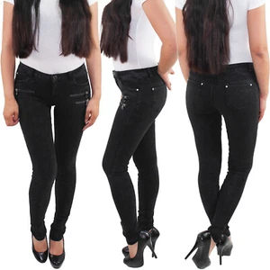 Leggings donna skinny slim fit jeggings treggings vita bassa elasticizzati sbiaditi - Foto 1 di 7