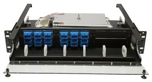 48 Fiber 2RU Rack Mount w/ 24 SC/UPC Duplex Adapters, Singlemode Pigtails & Tray - Picture 1 of 6