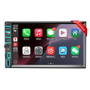 7" Wireless Apple CarPlay & Android Auto Double Din Car Stereo - 240W High-Po... - Afbeelding 1 van 9