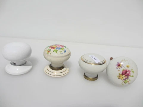 Victorian Ceramic Door Handles Knobs Plates Antique Old Vintage Floral ODD Cover