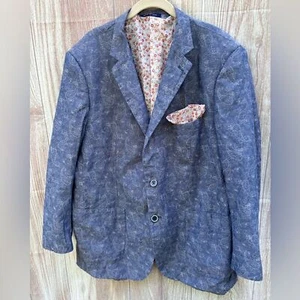 Alan River XL Azul Cambray Algodón Paisley Floral Ventilado Blazer Chaqueta Abrigo - Imagen 1 de 14