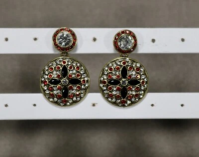 Pendientes colgantes Heidi daus cristal Swarovski rojo y negro claro  Foto 1 de 3