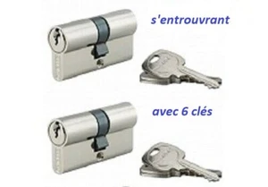 2 CYLINDRES SERRURE S'ENTROUVRANT AVEC 6 CLES DIMENSION AU CHOIX - Picture 1 of 5