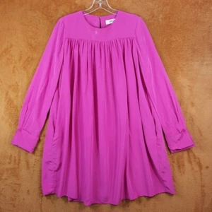 DIANE VON FURSTENBERG Shift Dress Womens Size 2 Pink Keyhole 100% Silk Pockets - Picture 1 of 9