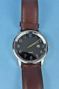 Men's Analog Watch with Brown Leather Band by AVON - NEW - In Box - Picture 1 of 6