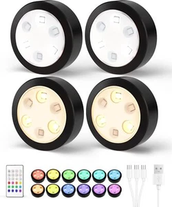 LED Puck Lights with Remote Control 1200mAh Rechargeable Wireless Closet Ligh... - Picture 1 of 7
