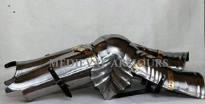 Mittelalter Gothic Beinschutz Set LARP Rüstung Halloween Kostüm Silber - Bild 1 von 3