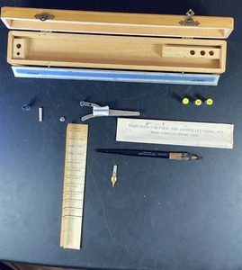 ZEPHYR Lettering Set with original box & Wood Box Vintage - Picture 1 of 23