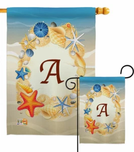 Summer A Initial Garden Flag Beach Coastal Decorative Gift Yard House Banner - Picture 1 of 17