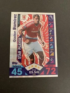 2016/17 Topps Match Attax Card Middlesbrough Gaston Ramirez #210 - Picture 1 of 2
