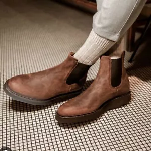 ☀️OFFERTA☀️ Stivali Chelsea leggeri in camoscio cerato marrone Cobbler Union misura: 9,5 - Foto 1 di 14