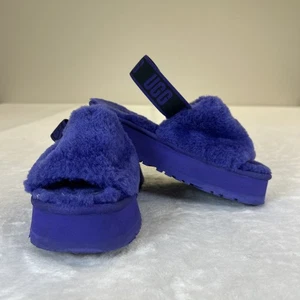 Women's UGG Disco Slide Fluffy Comfort Slip-On Platform Slippers Purple Size 6 - Picture 1 of 13