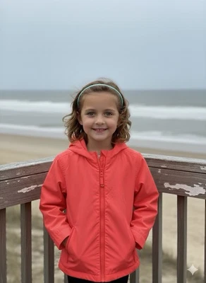 Chaqueta cortavientos con capucha coral The Children's Place niñas S (5/6) cremallera Foto 1 de 4