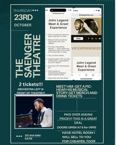 10/23/25 - 2x John Legend Concert in New Orleans- VIP EXPERIENCE - Value $1500+ - Picture 1 of 3