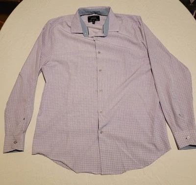Report Collection X4 Performance Pink Geometric Stretch Button Up Mens L 34-35 - Image 1 of 4