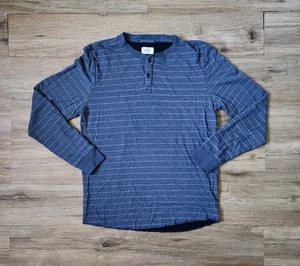 Marine Layer Mens 2 Button Henley Shirt Size Marge Blue Striped USA Made - Picture 1 of 9