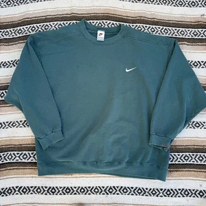 Vintage 90's Nike Essential Dark Green Crewneck Pullover Sweatshirt Sz 2XL XXL - Picture 1 of 8