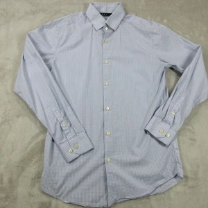 Theory Shirt Mens Dover SPR Blue 15 Button Up Gingham Check Long Sleeve Casual - Picture 1 of 9
