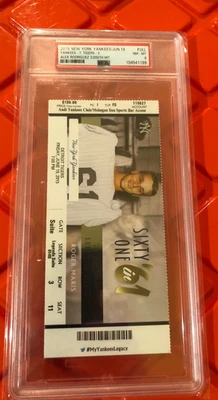 ALEX RODRIGUEZ ARod 2015 3000 Hit VERY RARE SUITE Ticket, PSA 8 NM-Mint, Yankees - Image 1 of 2