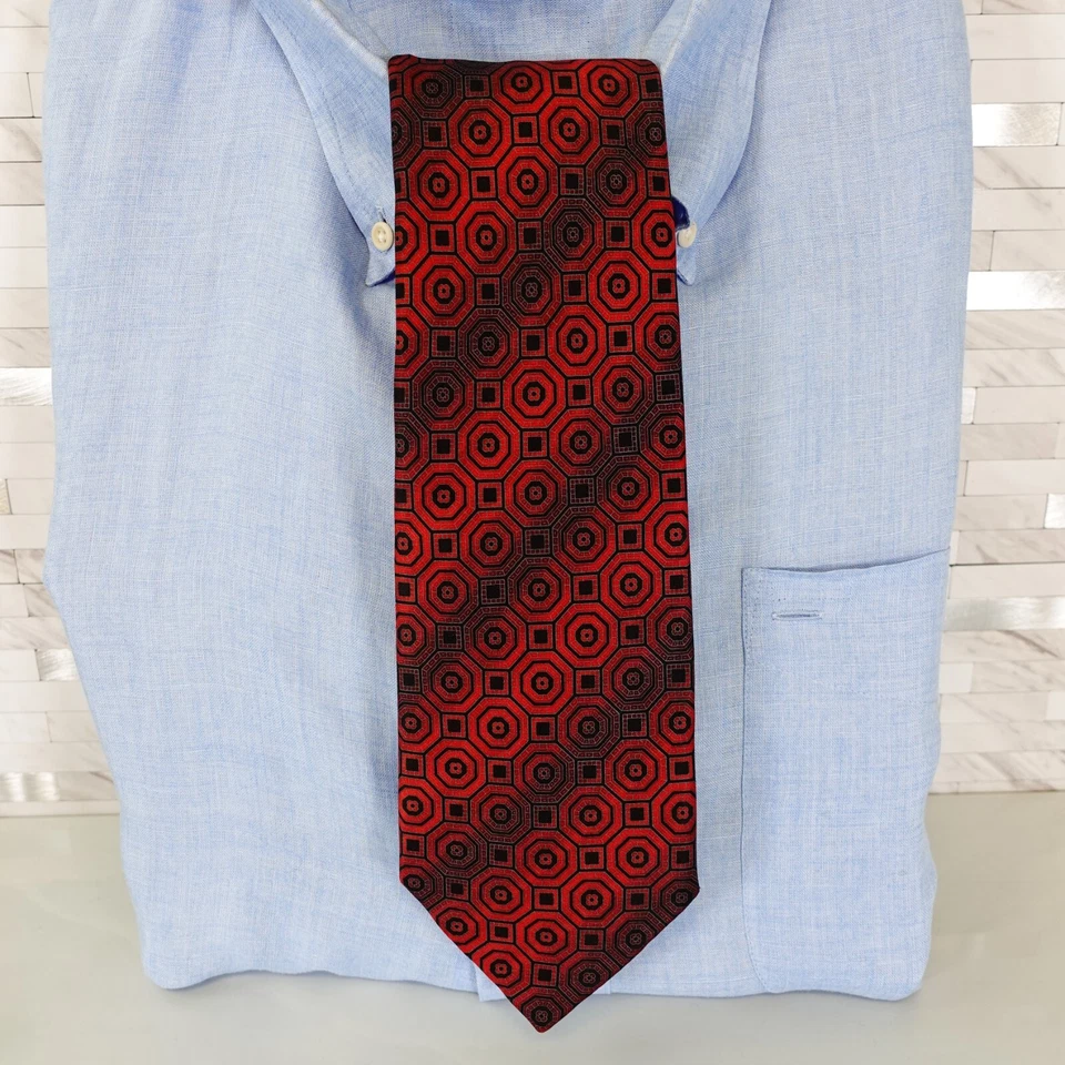 Corbata de cuello TODAYS MAN para hombre roja seda diseñador traje brillante medallón tejido Foto 1 de 4