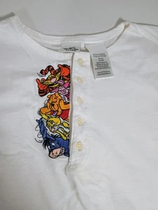 The Disney Store Winnie the Pooh Tigger Piglet Embroidered Henley T Shirt M - Picture 1 of 8