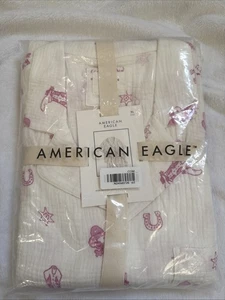 American Eagle x SNOOPY WESTERN Women’s Cotton Gauze PJ Shirt/ Short Set ~ XL - Picture 1 of 7
