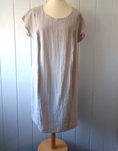 Q NEEL Kleid Leinenoptik, beige, Etuikleid, Viscosemischung, Gr.52 Nr.406 - Bild 1 von 3