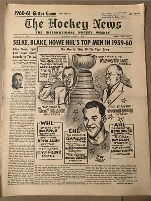 10/1/1960 曲棍球新闻 - Gump Worsley、Gordie Howe、Orval Tessier Bruins — 第 1/3 张图片