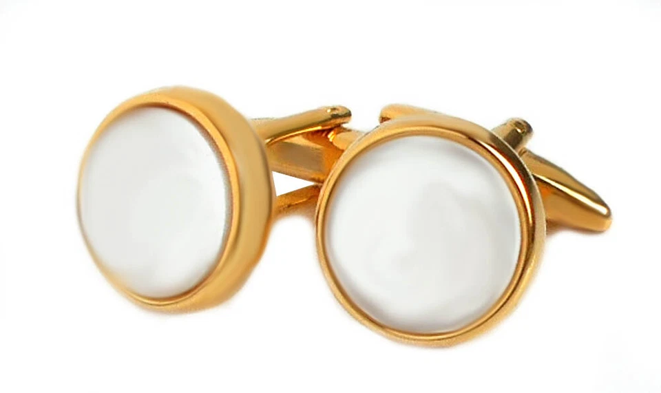 Perlmutt Manschettenknöpfe  vergoldet glänzend + Geschenkbox MK0445 SALE - Bild 1 von 4