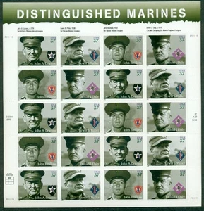 EE. UU. #3961-4 37 ¢ Infantes de marina distinguidos, hoja completa de 20, autoadhesivo - Imagen 1 de 1