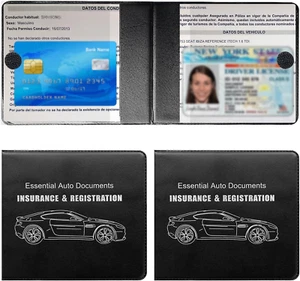 Kewucn Confezione da 2 Porta Immatricolazione e Assicurazioni Auto in Pelle Impermeabile - Foto 1 di 6