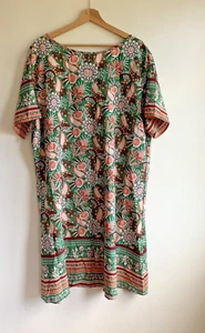Dress Size 4XL Print Shien Curve Boarder Print New Green Orange Floral - Picture 1 of 6