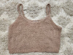 Neu mit Etikett H&M hellbraunes flauschiges bauchfreies Oberteil Tanktop - Bild 1 von 8