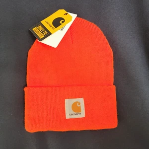 Carhartt Beanie Hat Cap ORANGE Outdoors Work Wear Knit Winter Adult Mens NWT - Picture 1 of 11