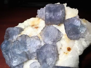 Blue FLUORITE on Quartz - Blanchard Mine, Bingham, New Mexico - Picture 1 of 12