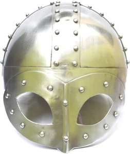 Medieval Viking Mask Deluxe Helmet With Liner & Chin Strap For Man - Foto 1 di 10