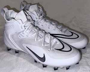 NIKE Alpha Huarache 8 Elite Molded White Black Silver Lacrosse Cleats Mens Sz 11 - Picture 1 of 8