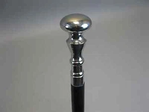 Handmade Silver Brass Chrome Handle Walking Cane Black Wooden - Picture 1 of 2