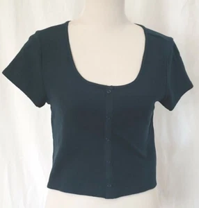 Top corto Wild Fable para mujer tejido de algodón manga corta azul índigo talla L - Imagen 1 de 6