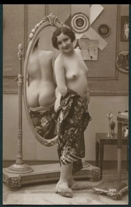 French 1920s Risque Double Pleasure Her REAR VU Derriere In Deco MIRROR ~ VASTA - Picture 1 of 1