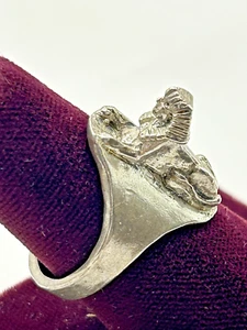 Anillo estilo egipcio esfinge plata esterlina vintage talla 9 - Imagen 1 de 5