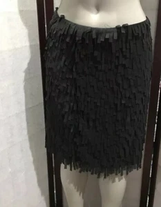 Cartise Woman Skirt Black Knee High Ruffles Size 6 $189.00 Tag Price - Picture 1 of 6