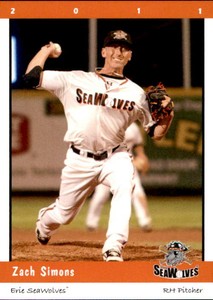 2011 Erie SeaWolves Grandstand #23 Zach Simons Mountain Home Idaho Baseball Card