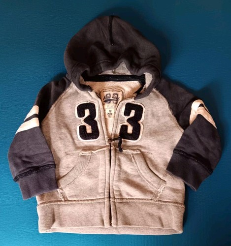 VETEMENTS Giacca 18 mesi ragazzo abbigliamento sportivo atletico felpa con cappuccio maglione zip grigio e blu 33