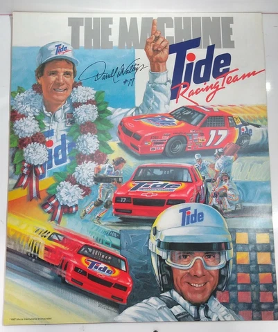 Vintage NASCAR Poster Darrell Waltrip Tide The Machine 1987 Morris International Cover