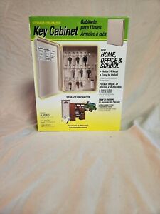 Hy-Ko KO302 Lockable Plastic Key Cabinet, 24-Hooks, Almond NEW
