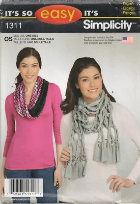 Simplicity Sewing Pattern 1311 Scarf Infinity Contrast Cowl Knotted Tassels New - Image 1 of 4