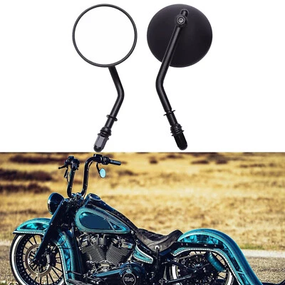 Espejos retrovisores laterales redondos negros para motocicleta Harley Heritage Softail Classic Foto 1 de 4