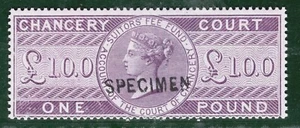 GB QV Revenue *SPECIMEN* £1 High Value CHANCERY COURT (1856) Mint MNH GWHITE26 - Picture 1 of 6